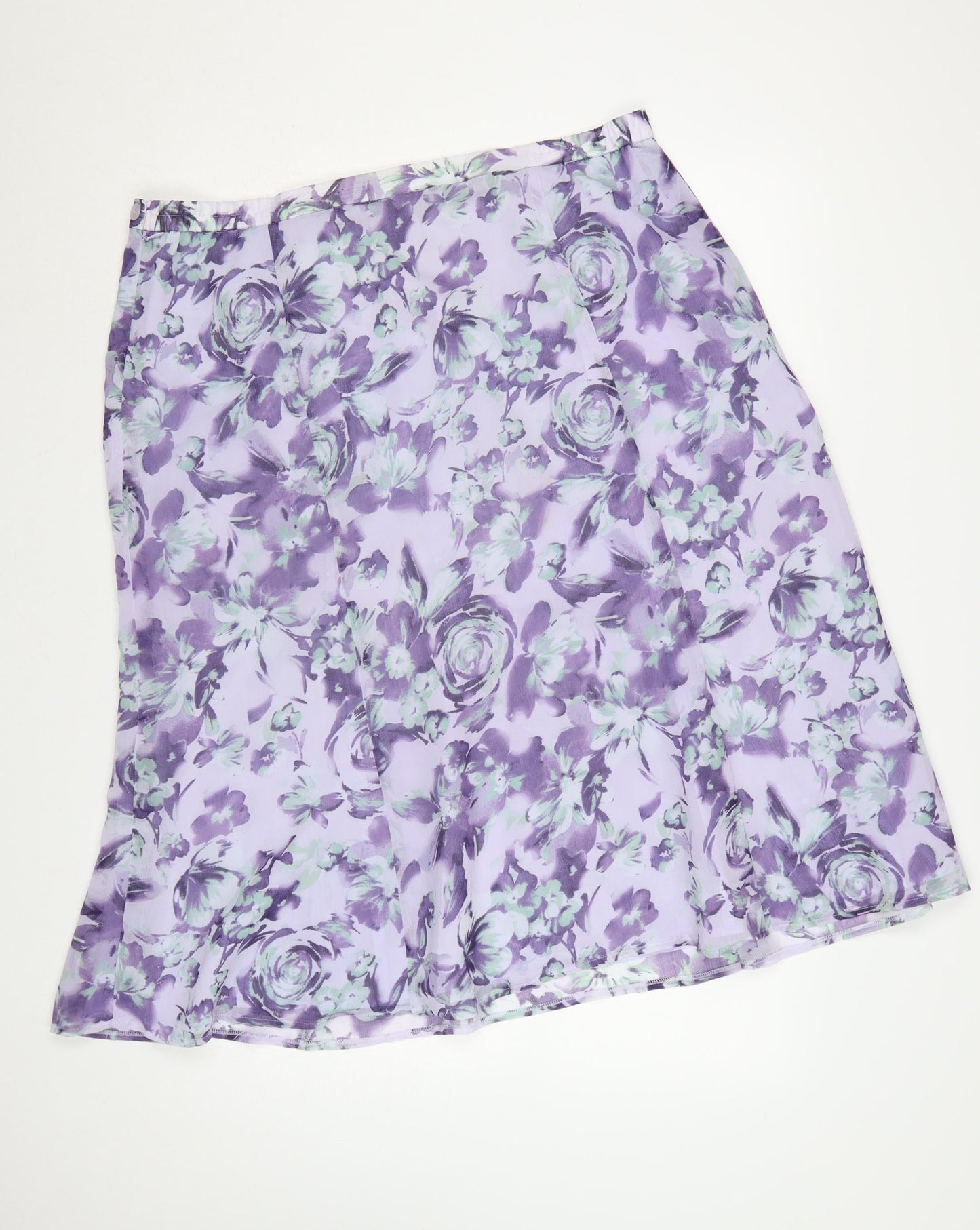 Eastex Women’s Purple Floral A-Line Knee Length Skirt UK 20 Lined