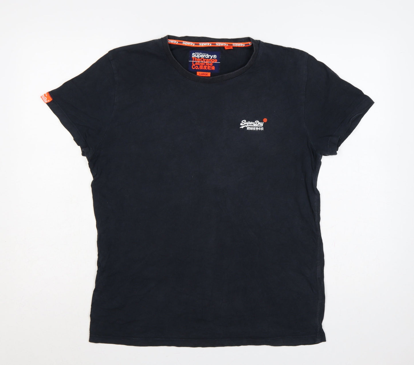 Superdry Men’s Black Large Slim Fit Logo Crew Neck T-Shirt
