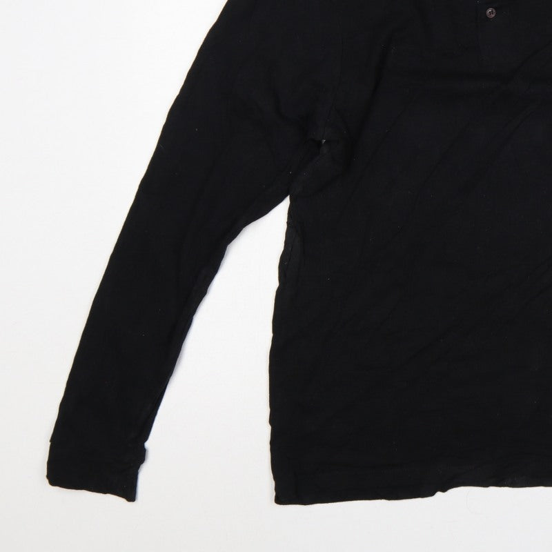 Additional view of French Connection Men's Black 2XL Long Sleeve Logo Polo Shirt