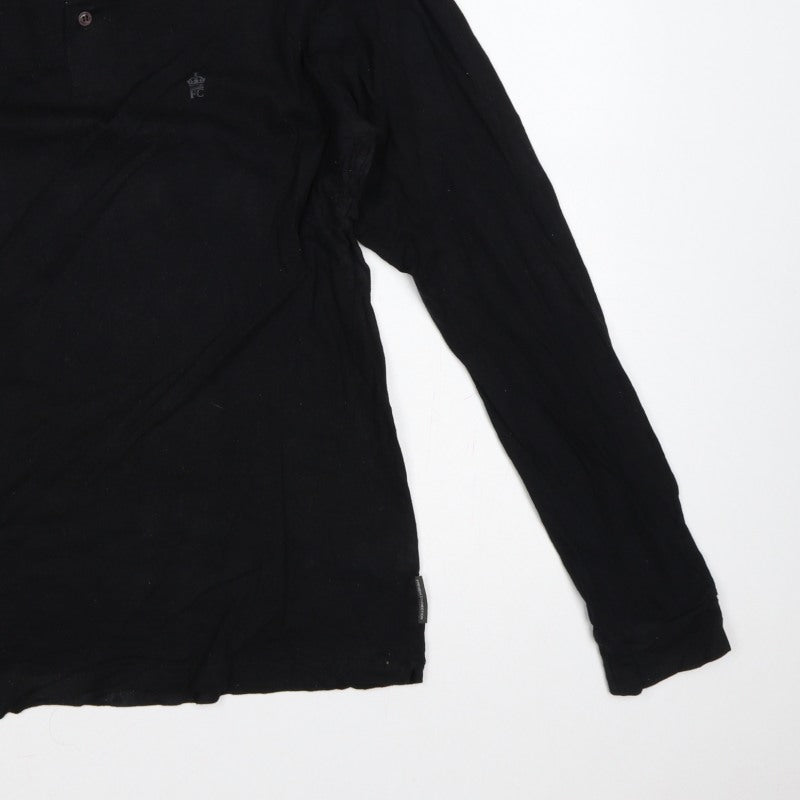Additional view of French Connection Men's Black 2XL Long Sleeve Logo Polo Shirt