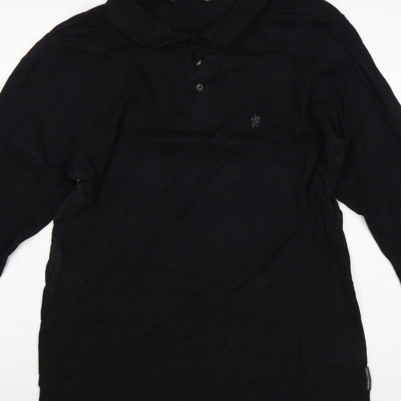 Additional view of French Connection Men's Black 2XL Long Sleeve Logo Polo Shirt