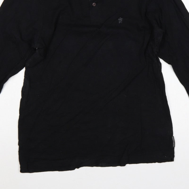 Additional view of French Connection Men's Black 2XL Long Sleeve Logo Polo Shirt