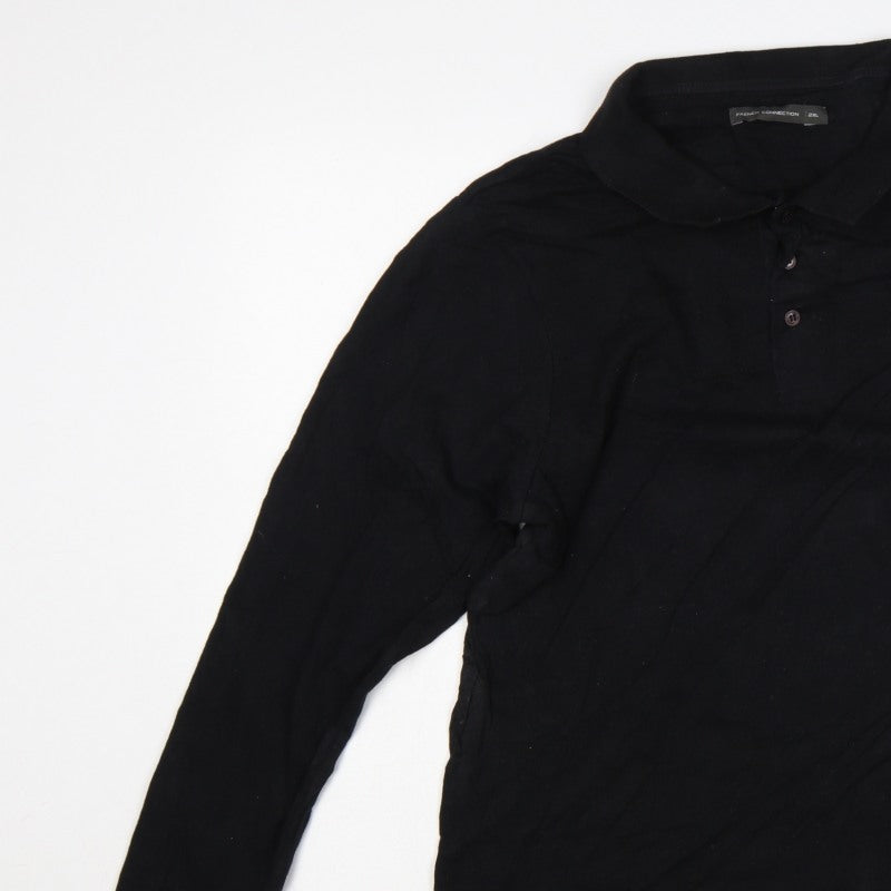 Additional view of French Connection Men's Black 2XL Long Sleeve Logo Polo Shirt
