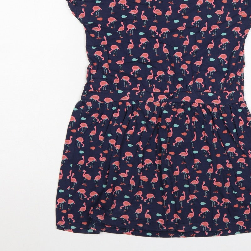 Additional view of Mountain Warehouse girls’ blue pink flamingo skater dress age 13