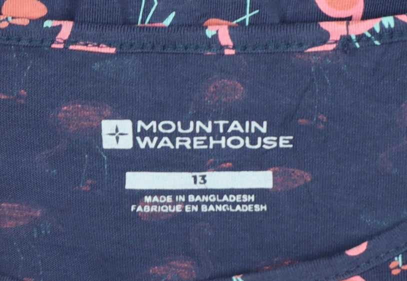 Additional view of Mountain Warehouse girls’ blue pink flamingo skater dress age 13