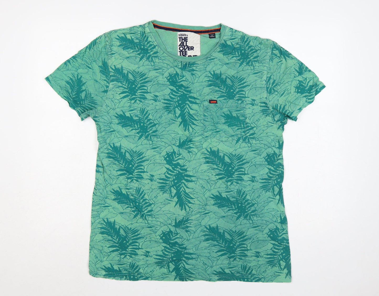 Superdry Men’s Green L Tropical Leaf Pocket Crew Neck T-Shirt