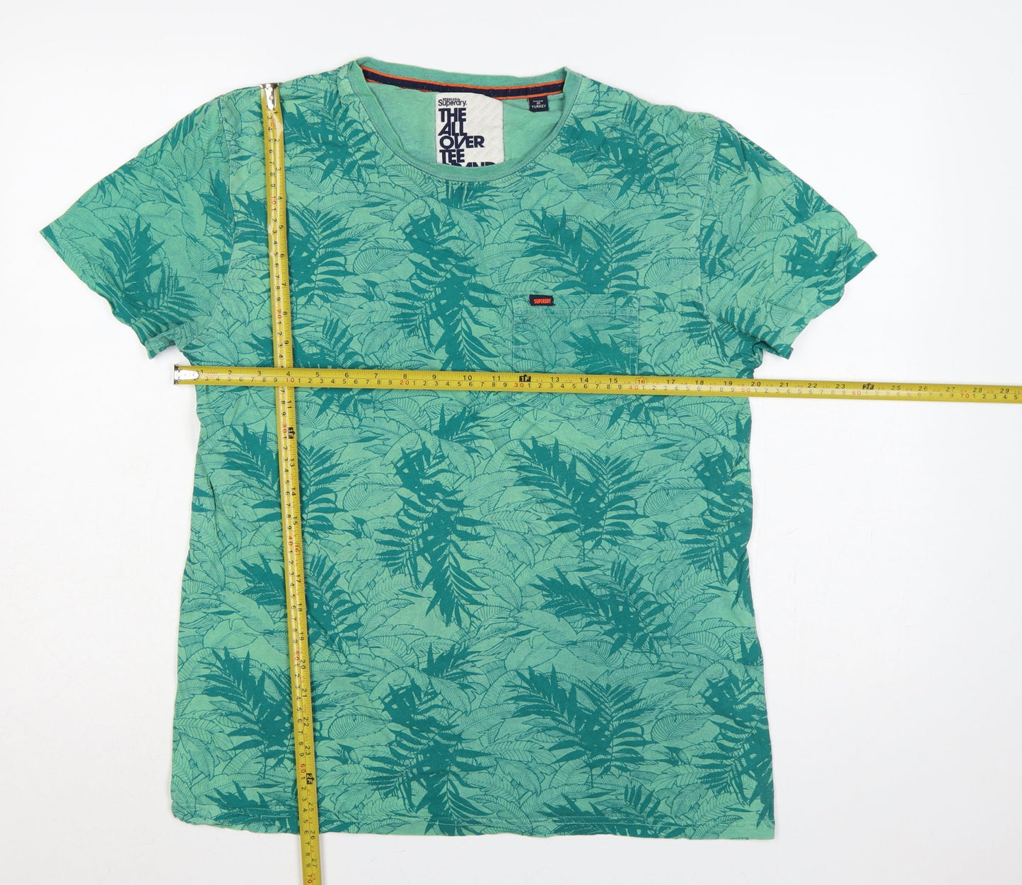 Superdry Men’s Green L Tropical Leaf Pocket Crew Neck T-Shirt