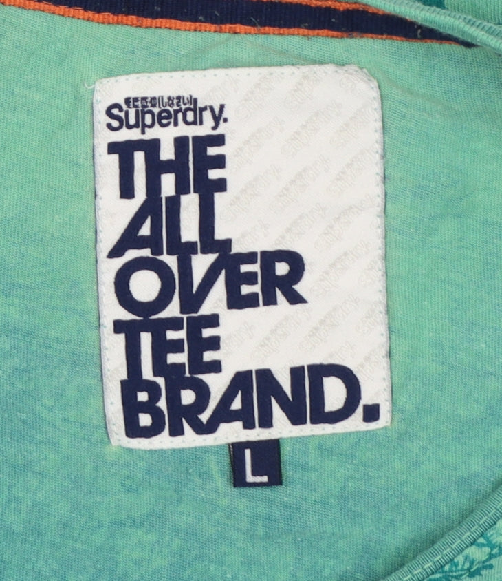 Superdry Men’s Green L Tropical Leaf Pocket Crew Neck T-Shirt