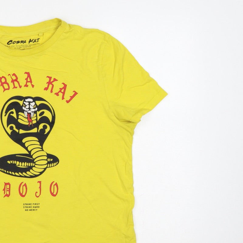 Additional view of Cobra Kai Men’s Yellow S Graphic Logo Short Sleeve Crew Neck T-Shirt