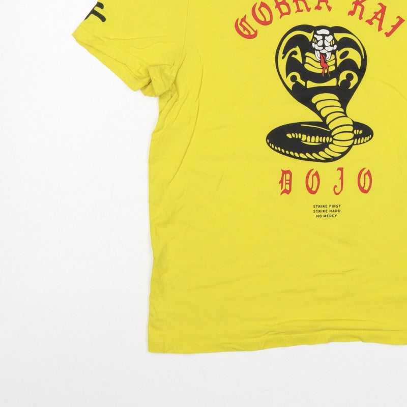 Additional view of Cobra Kai Men’s Yellow S Graphic Logo Short Sleeve Crew Neck T-Shirt
