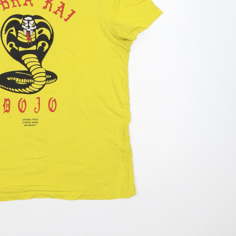 Additional view of Cobra Kai Men’s Yellow S Graphic Logo Short Sleeve Crew Neck T-Shirt
