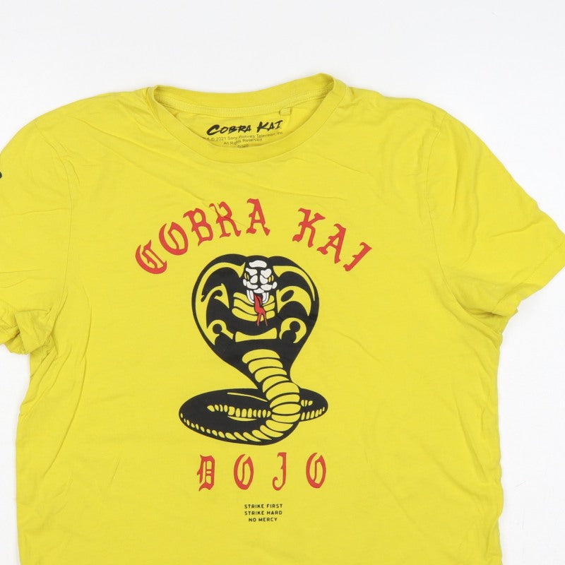 Additional view of Cobra Kai Men’s Yellow S Graphic Logo Short Sleeve Crew Neck T-Shirt