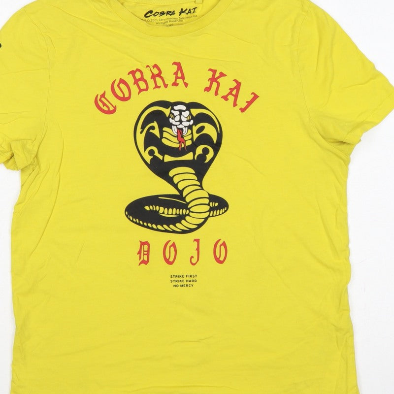 Additional view of Cobra Kai Men’s Yellow S Graphic Logo Short Sleeve Crew Neck T-Shirt