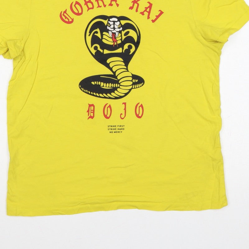 Additional view of Cobra Kai Men’s Yellow S Graphic Logo Short Sleeve Crew Neck T-Shirt