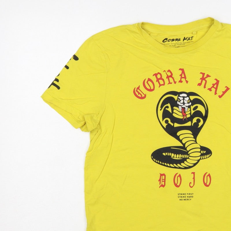 Additional view of Cobra Kai Men’s Yellow S Graphic Logo Short Sleeve Crew Neck T-Shirt