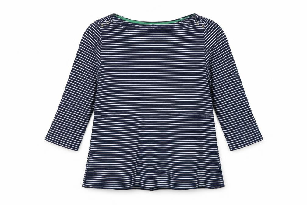 Joules Women Blue White Striped Cotton Tunic Top UK 18 3/4 Sleeve