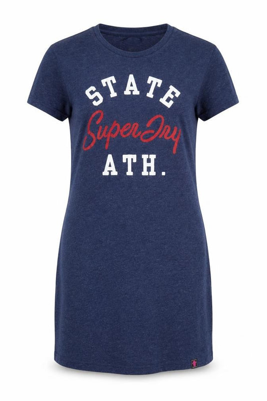 Superdry Women Blue UK 12 T-Shirt Dress Graphic Print Casual