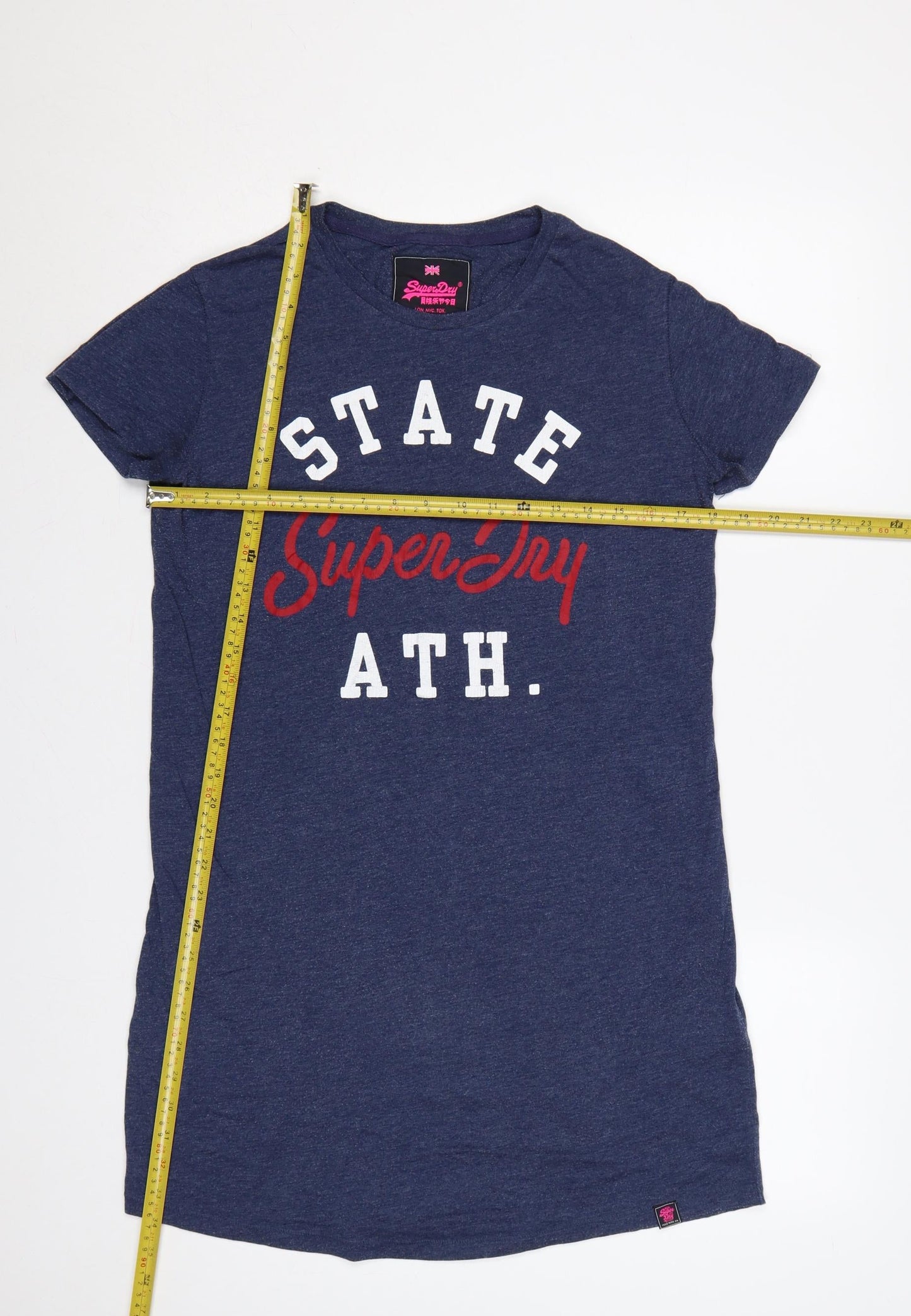 Superdry Women Blue UK 12 T-Shirt Dress Graphic Print Casual