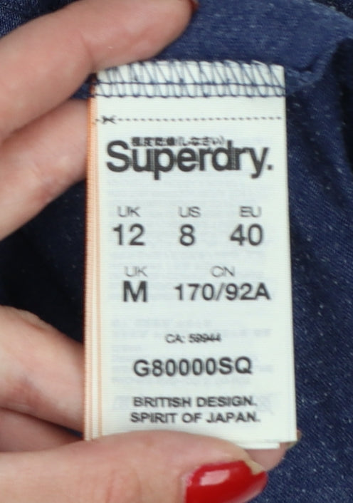 Superdry Women Blue UK 12 T-Shirt Dress Graphic Print Casual