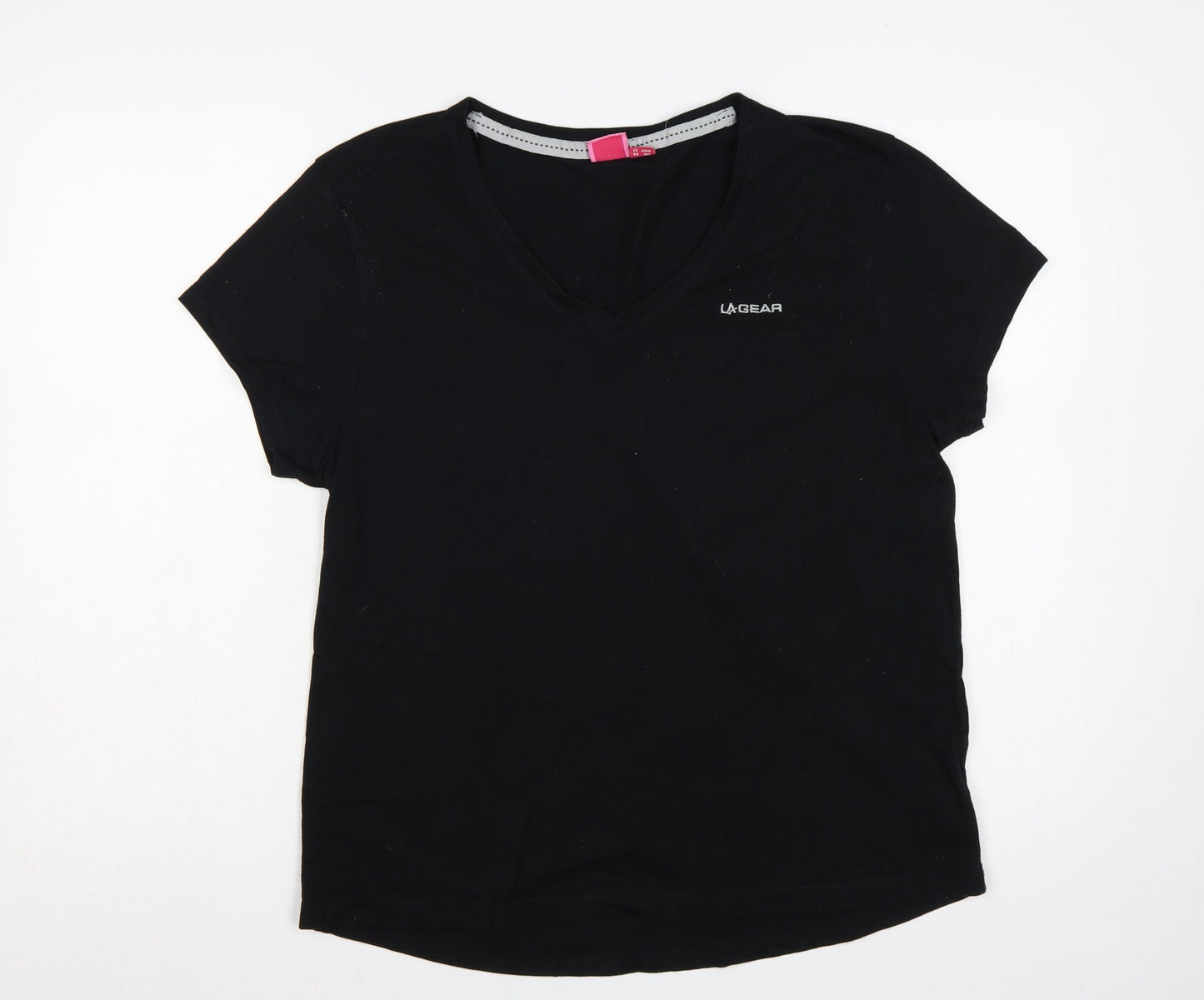 LA Gear Women’s Black UK 20 Basic V-Neck Short Sleeve Jersey T-Shirt