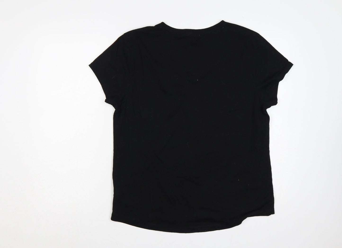 LA Gear Women’s Black UK 20 Basic V-Neck Short Sleeve Jersey T-Shirt
