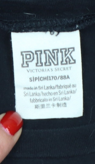 Victoria's Secret PINK Women Black M Christmas Sequin Long Sleeve T-Shirt