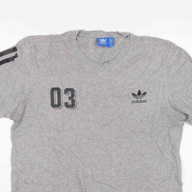 Additional view of adidas Men Grey L Originals 03 Graphic Logo Crew Neck T-Shirt