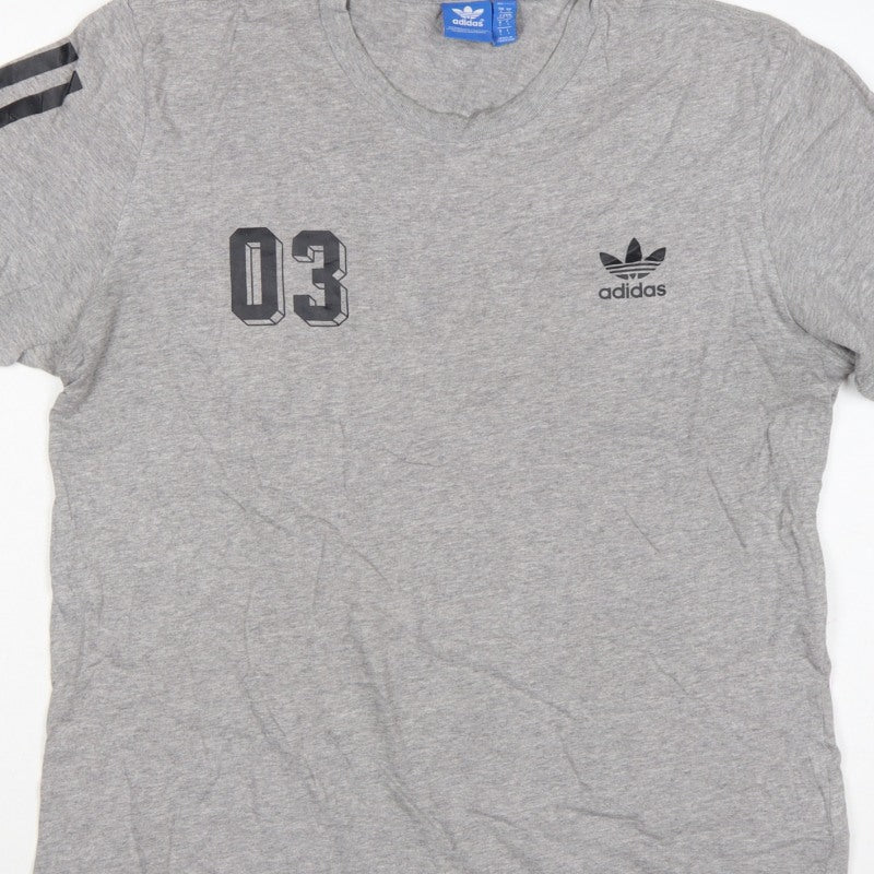 Additional view of adidas Men Grey L Originals 03 Graphic Logo Crew Neck T-Shirt