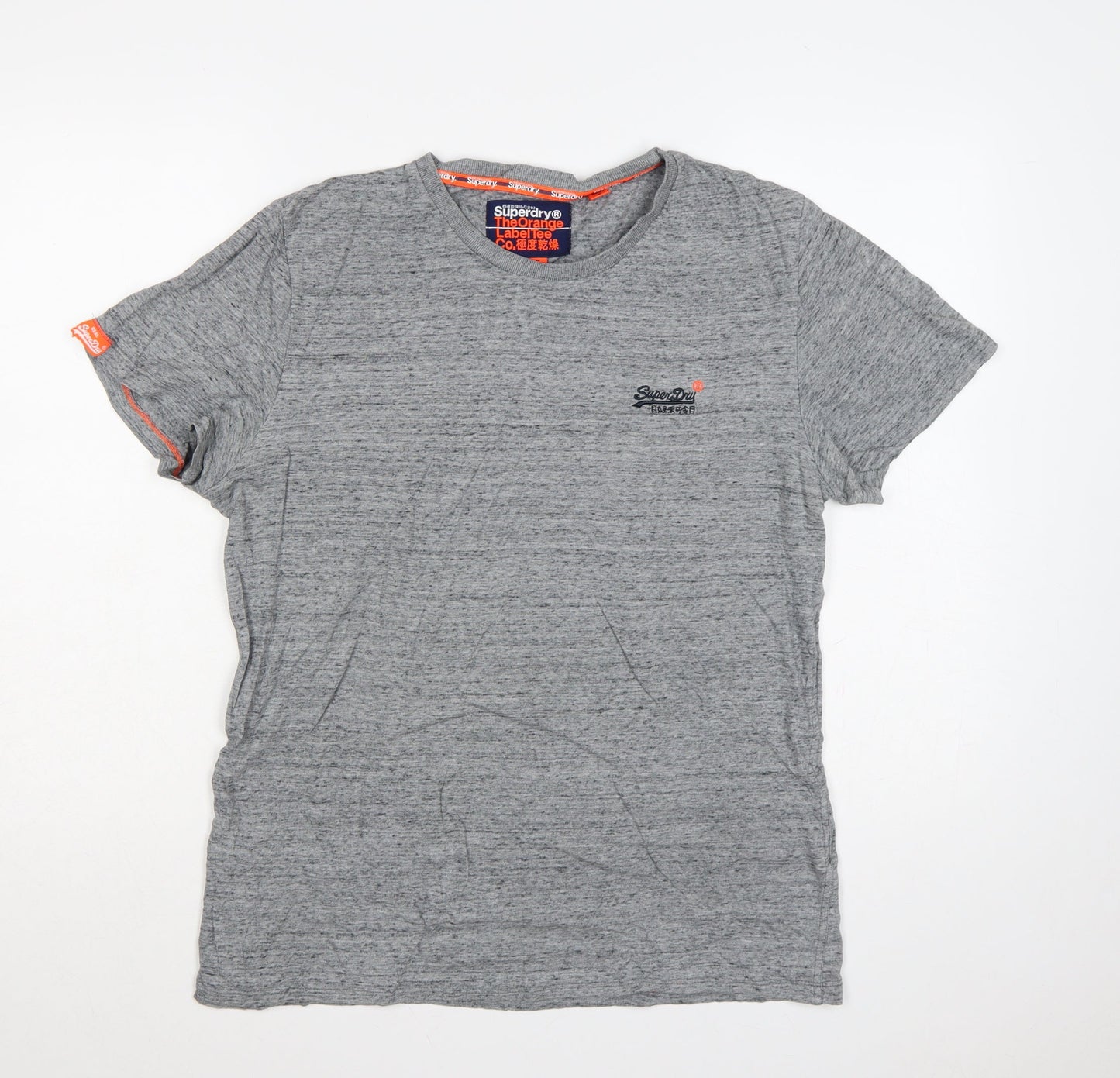Superdry Men’s Grey L Orange Label Logo Crew Neck T-Shirt