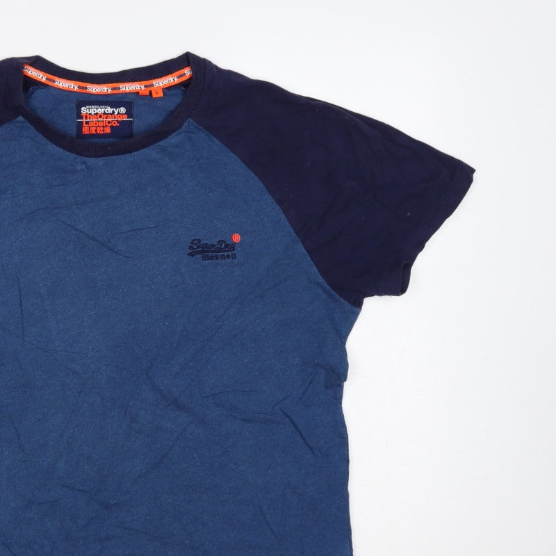 Additional view of Superdry Men’s Blue L Raglan Colourblock Logo Crew Neck T-Shirt
