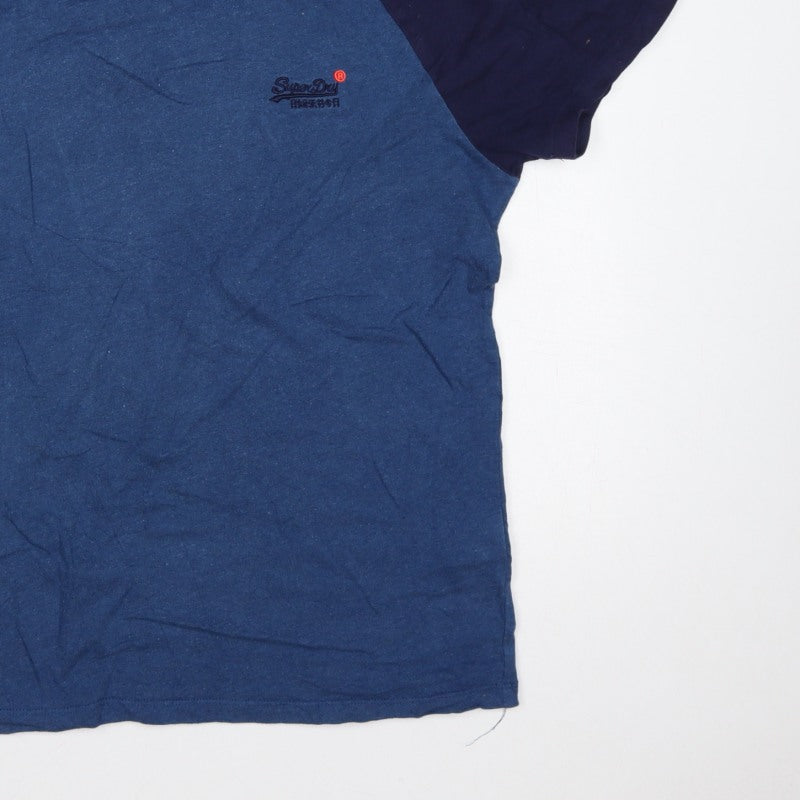 Additional view of Superdry Men’s Blue L Raglan Colourblock Logo Crew Neck T-Shirt