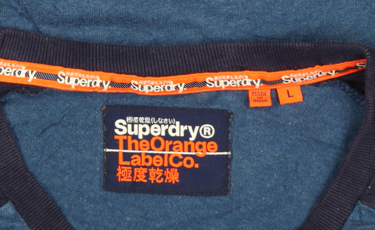 Additional view of Superdry Men’s Blue L Raglan Colourblock Logo Crew Neck T-Shirt