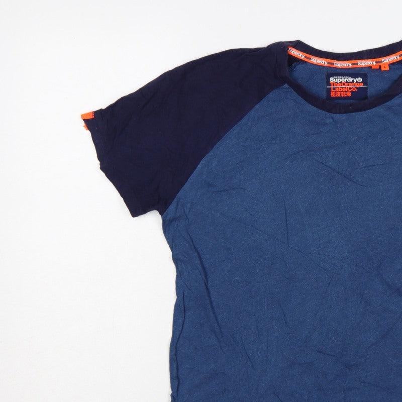 Additional view of Superdry Men’s Blue L Raglan Colourblock Logo Crew Neck T-Shirt