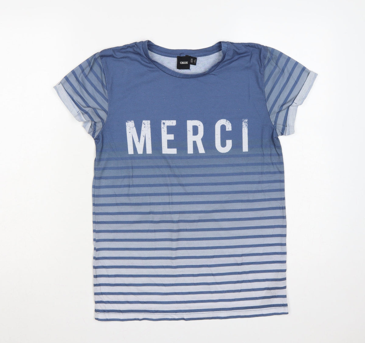 ASOS Women’s Blue Striped Merci Crew Neck Short Sleeve T-Shirt UK 6