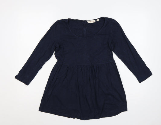 Fat Face Women’s Blue UK 8 Long Sleeve Button Back Tunic Blouse