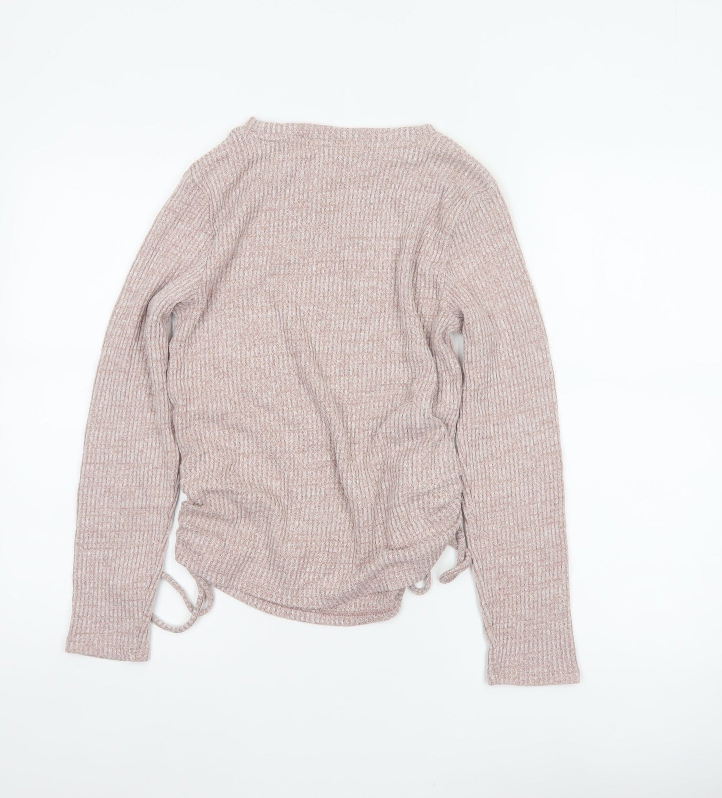 Marks and Spencer Women Pink S Jumper Rib Knit Drawstring Pyjama Top