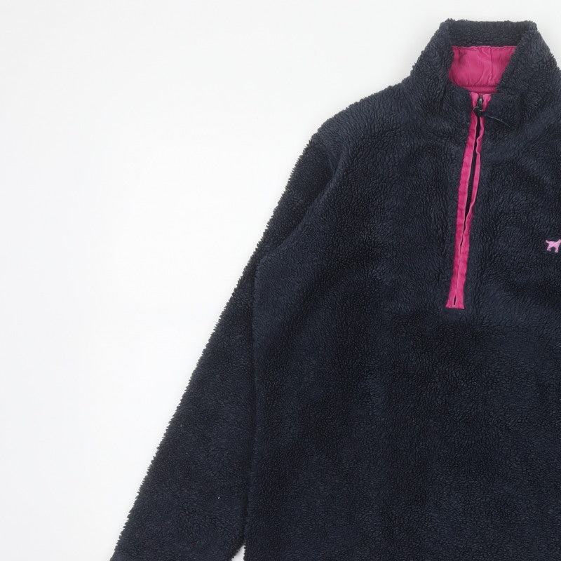 Joules Women’s Blue Pink 1/4 Zip Fleece Sweatshirt UK 10