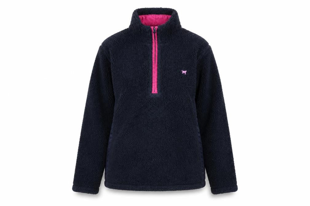 Joules Women’s Blue Pink 1/4 Zip Fleece Sweatshirt UK 10