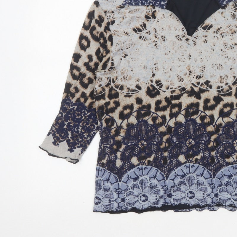 Street One Women Multicolour UK 16 Tunic Blouse Leopard Print Sheer