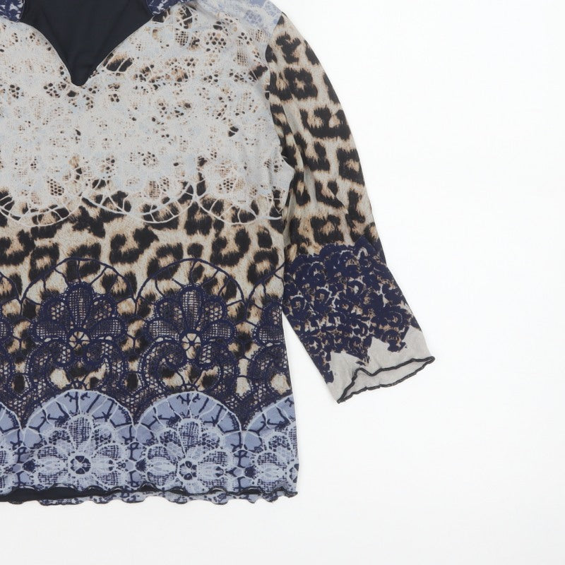 Street One Women Multicolour UK 16 Tunic Blouse Leopard Print Sheer