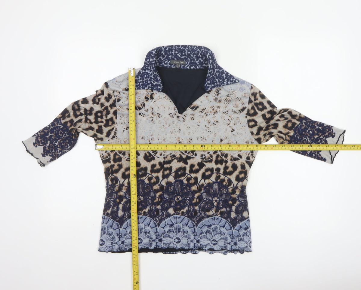Street One Women Multicolour UK 16 Tunic Blouse Leopard Print Sheer