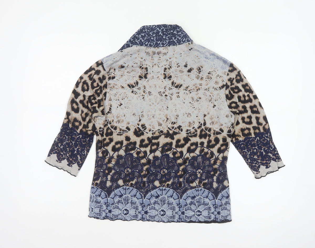 Street One Women Multicolour UK 16 Tunic Blouse Leopard Print Sheer