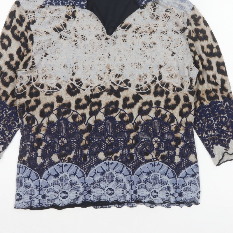 Street One Women Multicolour UK 16 Tunic Blouse Leopard Print Sheer