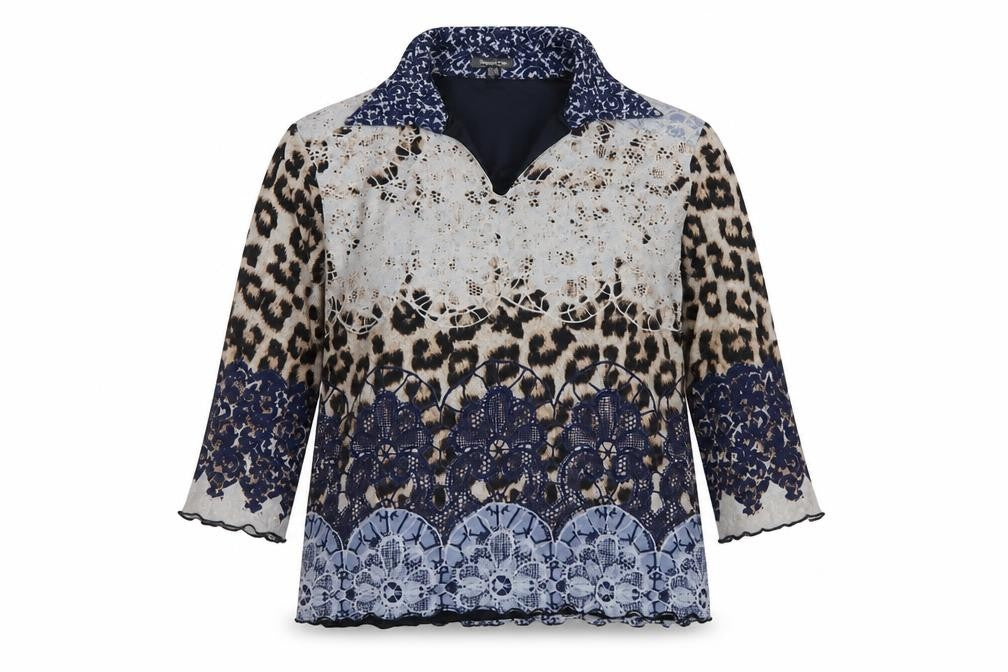 Street One Women Multicolour UK 16 Tunic Blouse Leopard Print Sheer