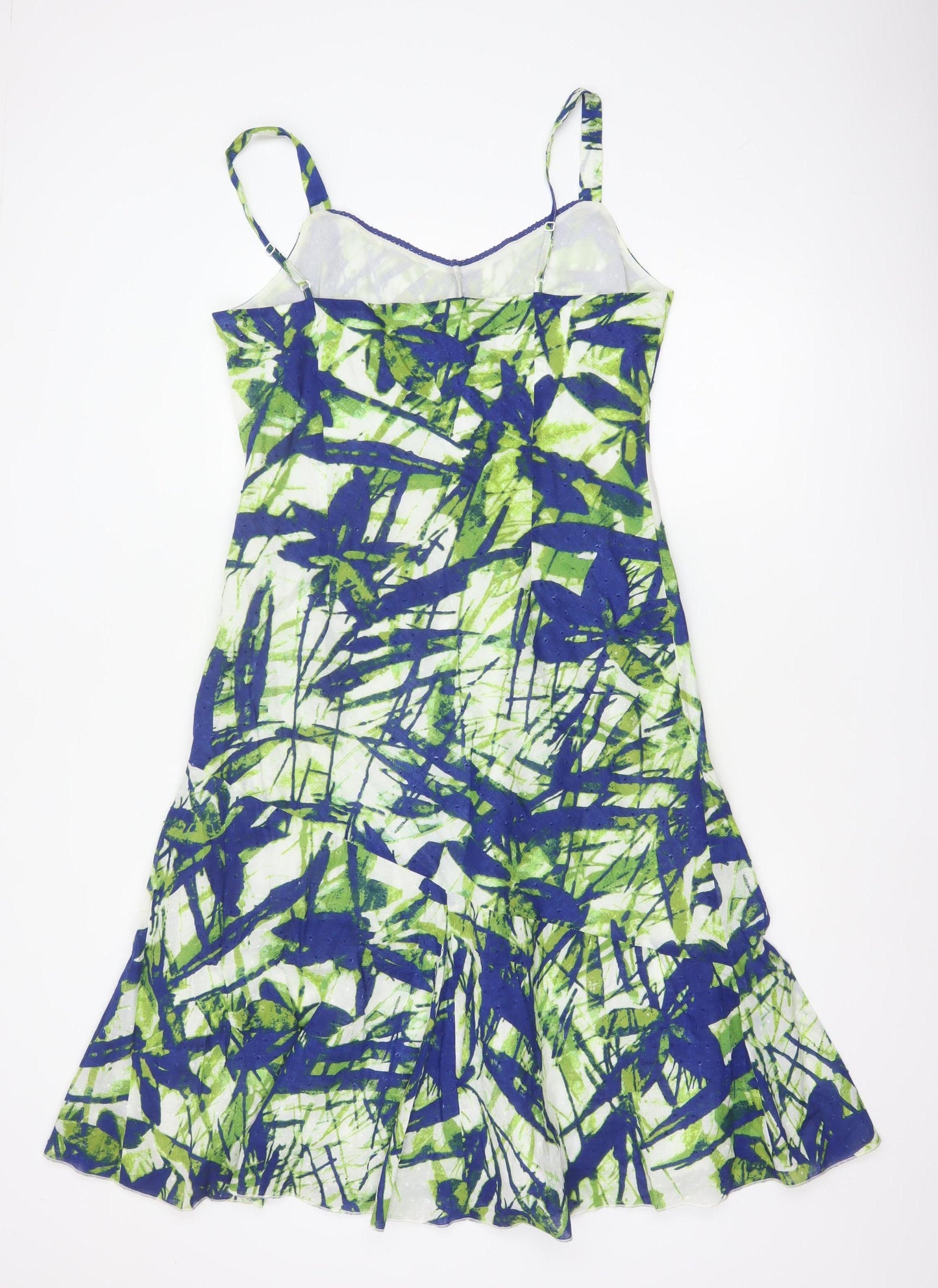 Per Una Women Blue Green UK 14 Fit & Flare Long Cotton Lace Dress