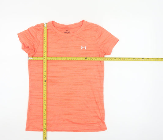 Under Armour Women Orange XS Basic Loose Gym Training T-Shirt