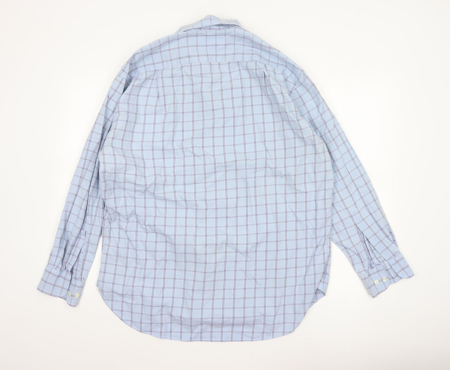 Joseph Turner Men's Blue L Pure Cotton Check Long Sleeve Button-Up Shirt