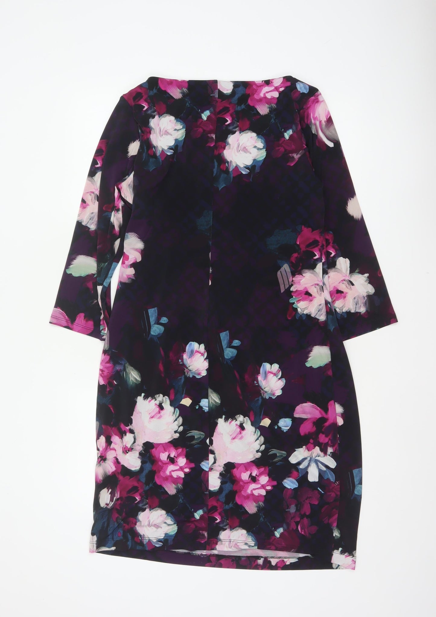 Roman Women Multicoloured Floral Size 16 Ruched Knee Length Dress