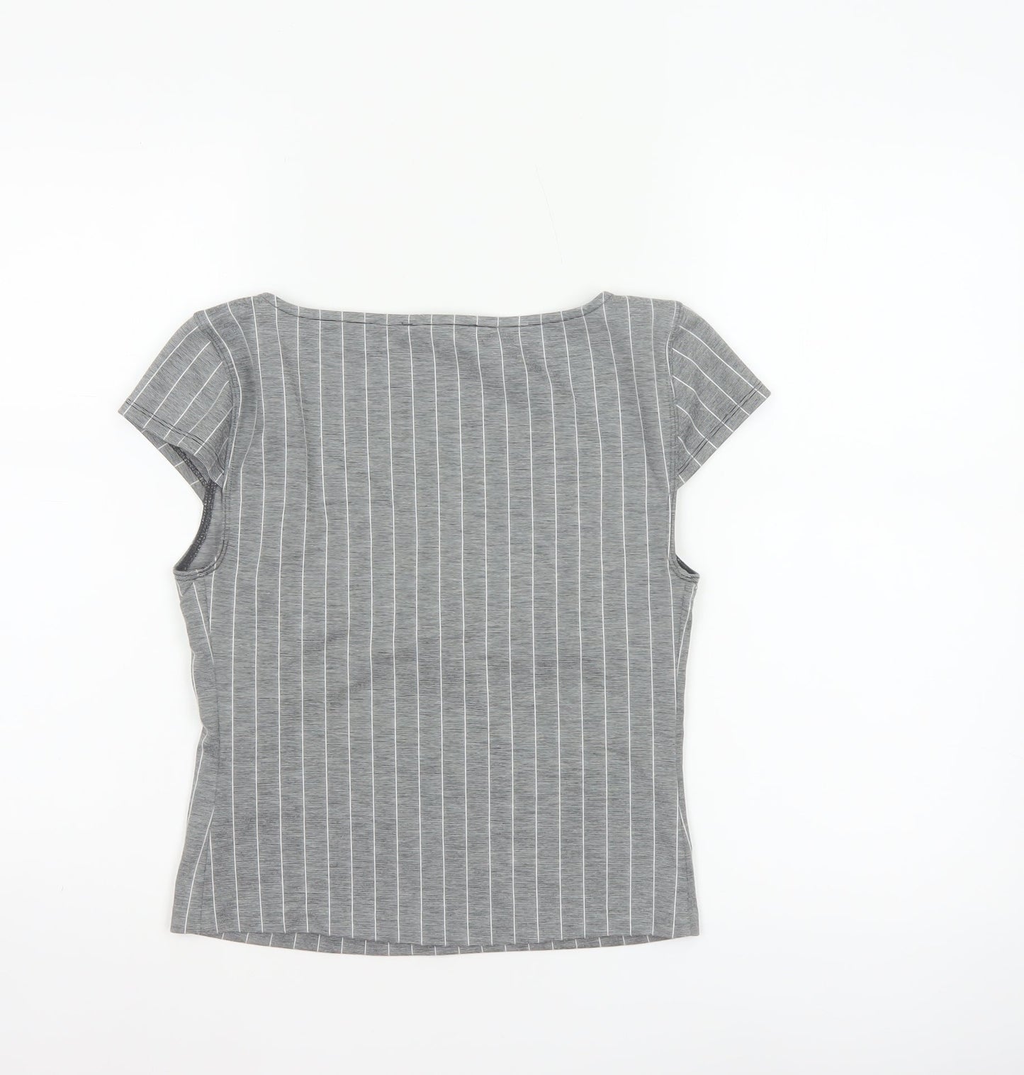 Silence + Noise Women Grey Striped Wrap Jersey Blouse Size S
