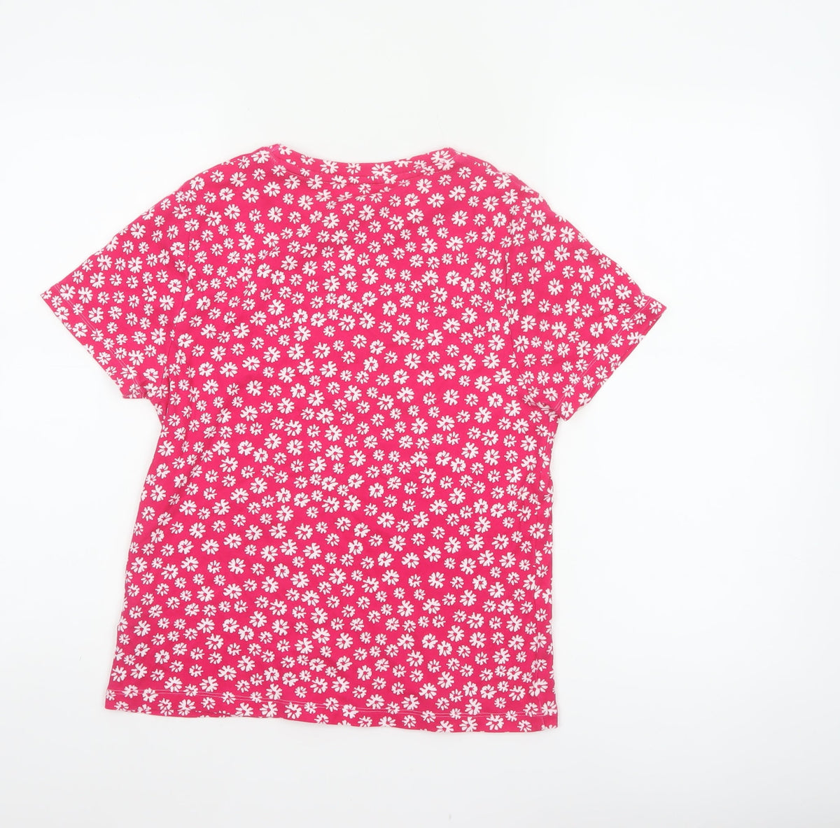 Marks and Spencer Women Pink Floral Cotton Jersey T-Shirt UK 14